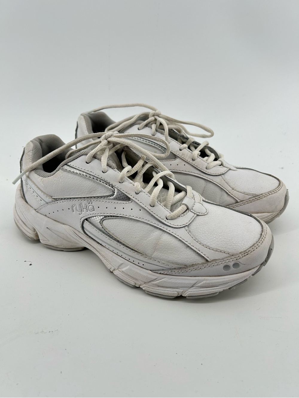 Ryka White and Light Gray Lace-Up Walking Shoes Women's Size 7 lightweight